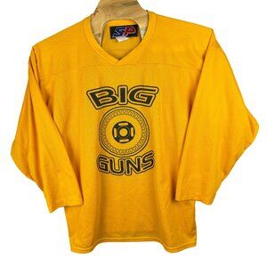 SP Big Guns M.W Hockey Jersey Men's TG/XL Yellow Long Sleeve Polyester Vintage